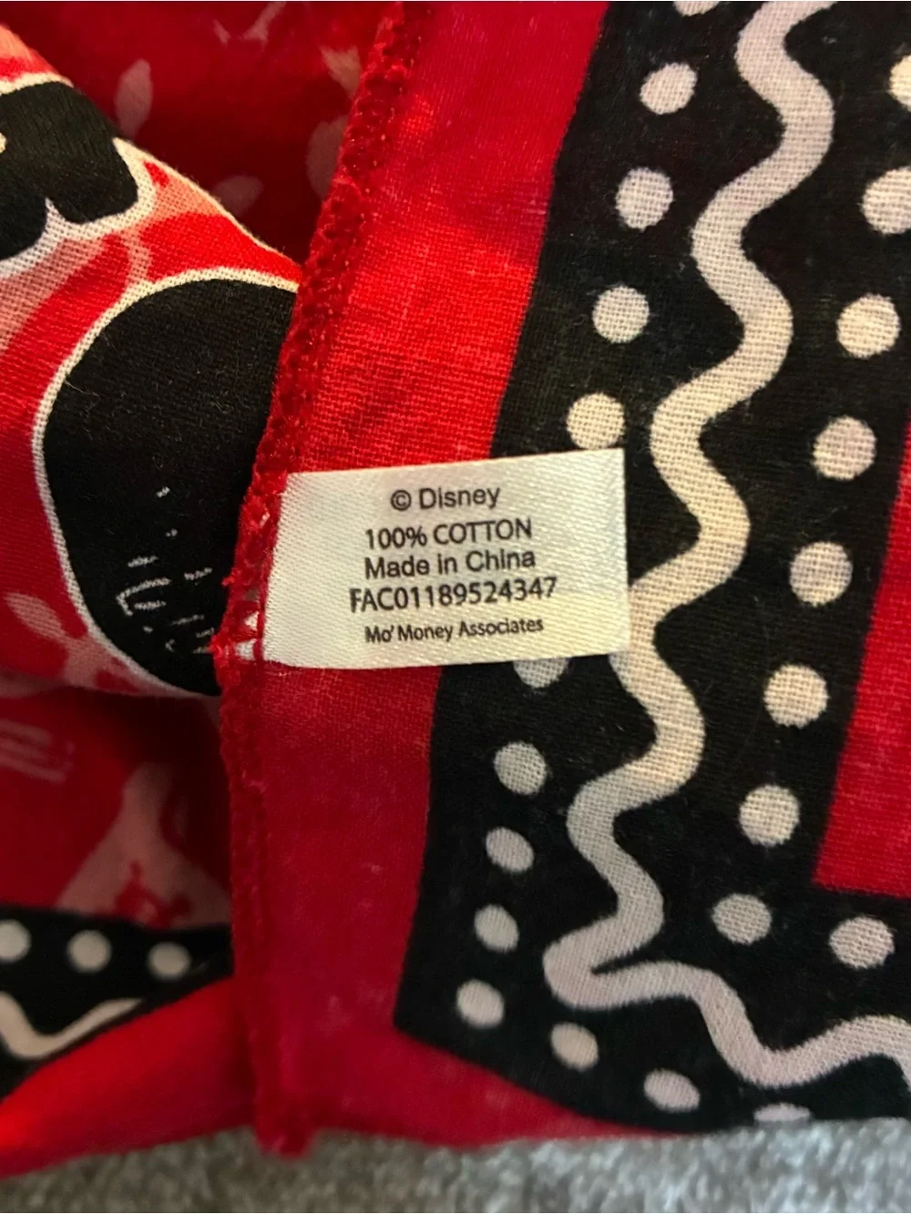 Disney Cruise Line Pirate Night Red Scarf/Bandana Mickey Minnie 21X21” Vacation